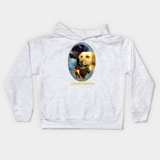 Labrador Retrievers Breed Art with Nameplate Kids Hoodie by BHDigitalArt